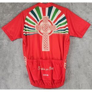 OCG Originals Shirt Mens Large Red Fearless in Faith Full Zip Cycling Jersey